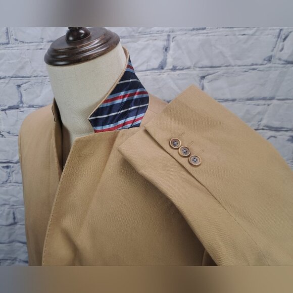 Mexx Men's Slim Fit Blazer Sport Coat Blonde 100% Cotton 2-Button HQ Size 44R - Picture 1 of 16